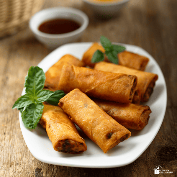 An image of ground pork spring rolls.