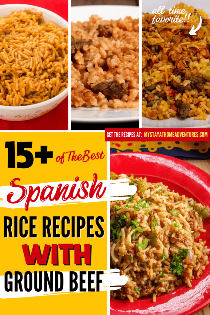 A collage image of Spanish recipes with ground beef