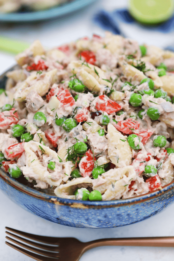 a pin sized image of Tuna Pasta Salad overview