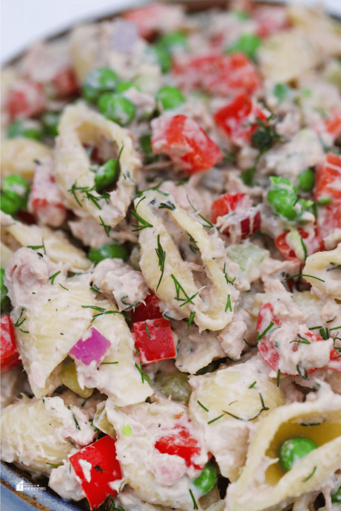 a close up image of Tuna Pasta Salad