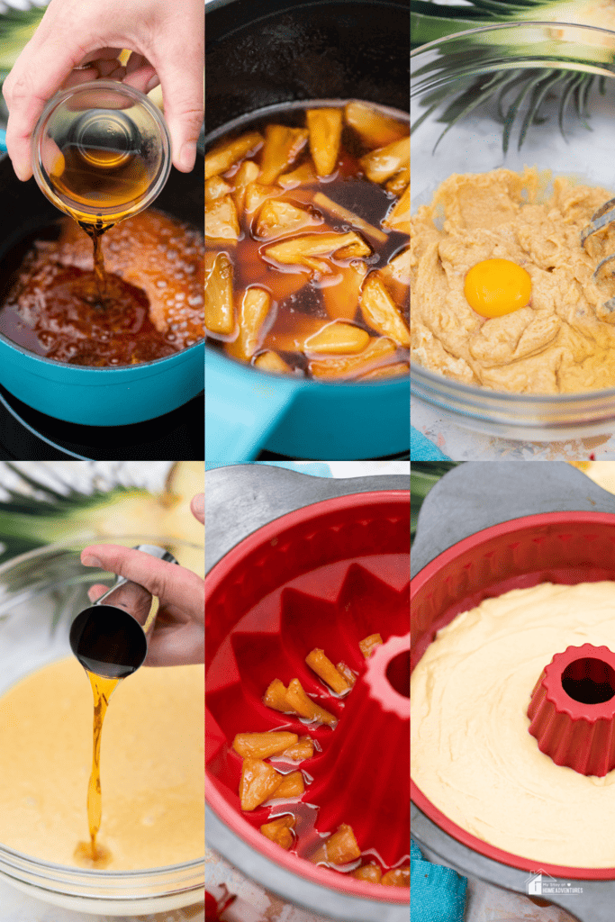 steps in in making the Pineapple Rum Cake Recipe