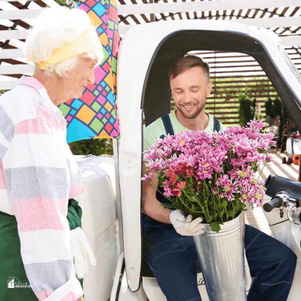 a man delivering flowers