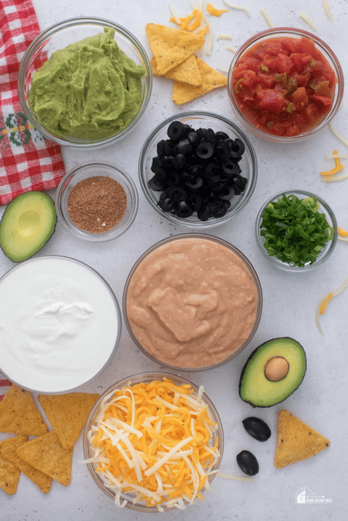 Ingredients in making 7 Layer Mexican Dip