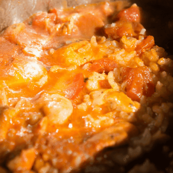 Close up of mushy rice in an Instant Pot