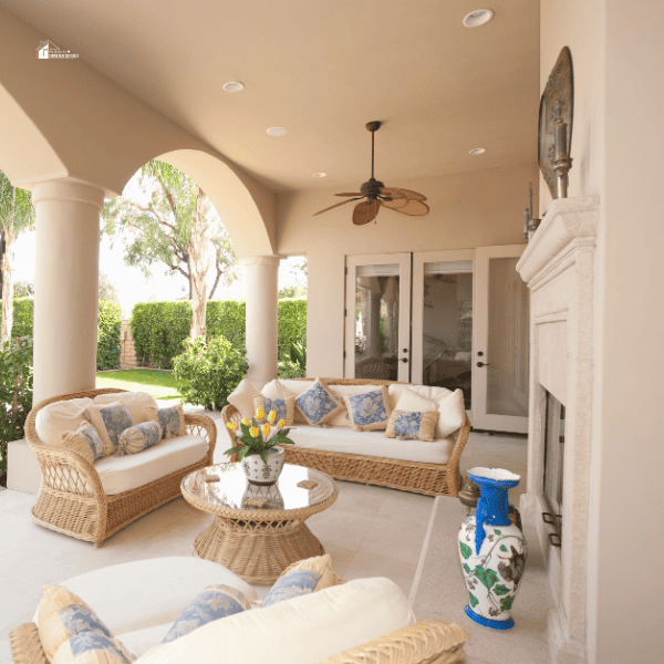 neutral outdoor furniture with cushion