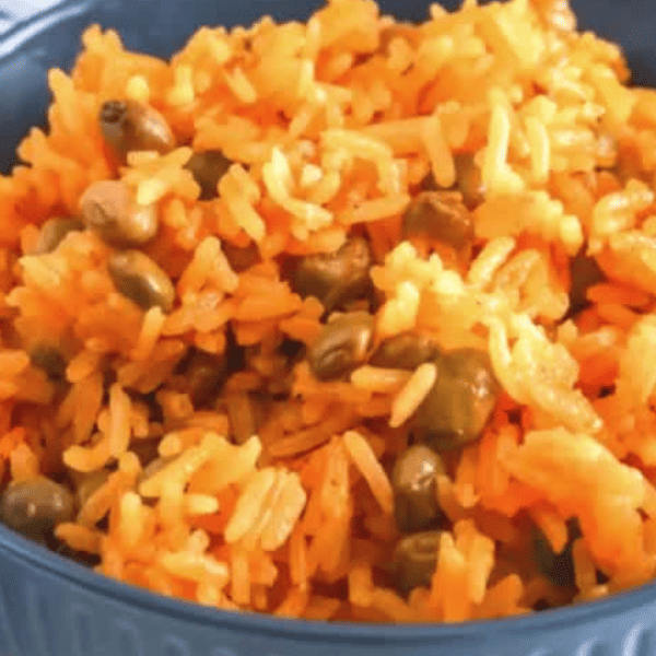 Close up of arroz con gandules