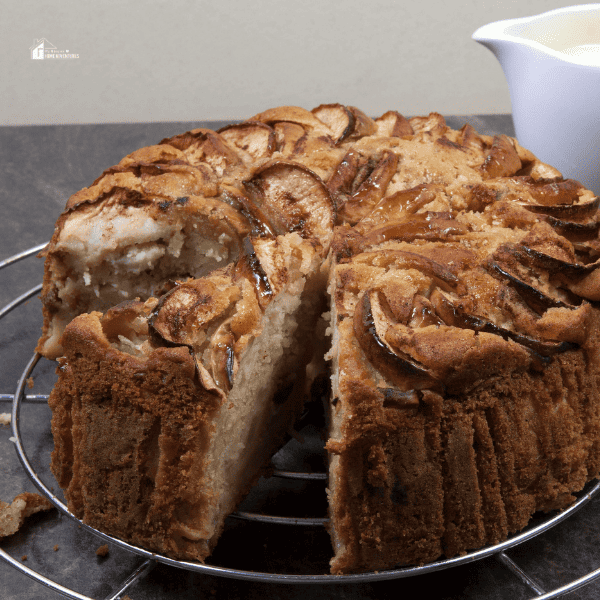 apple cake in a cake tray