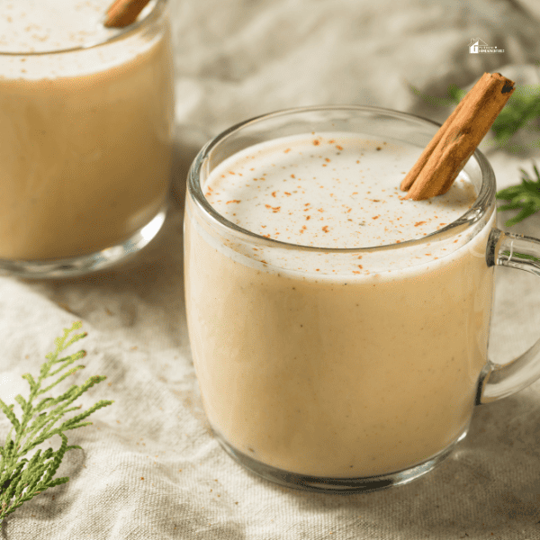 close up image of eggnog