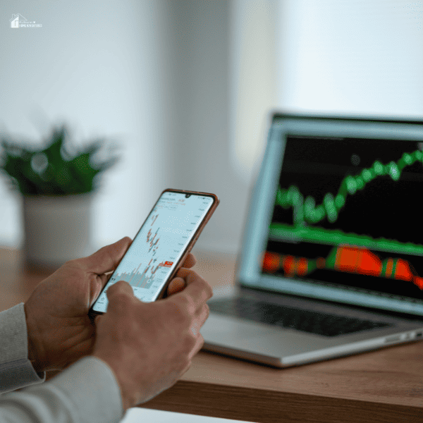 Trader studying stock markets on TradingView app