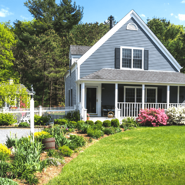 House with porch and beautiful curb appeal.