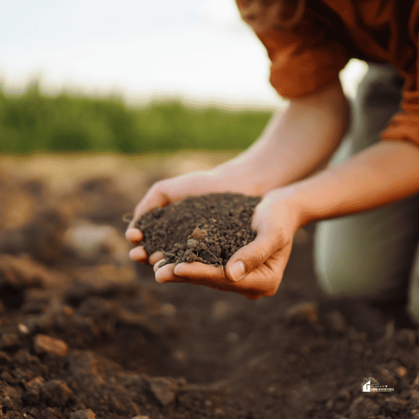 a woman holding part of the soil