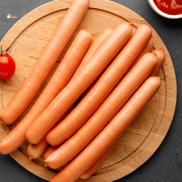 Vienna sausages in a chopping board