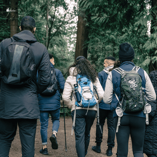 People Hiking in a Forest