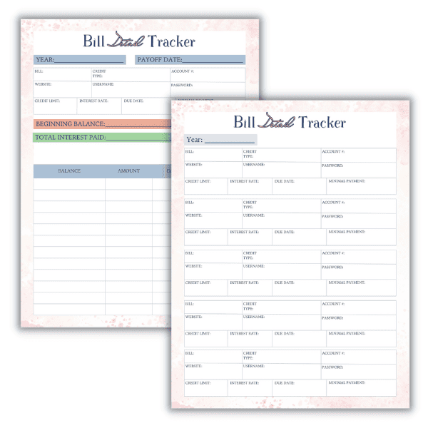 bill tracking sheets