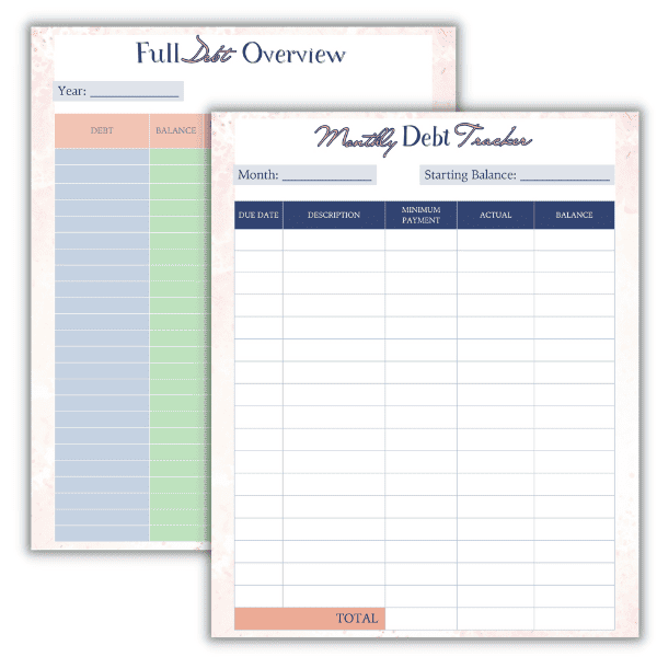 debt tracking sheets