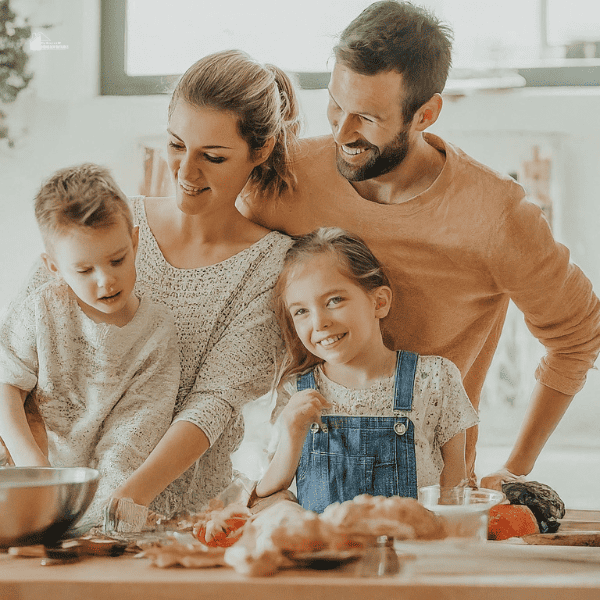 happy family in the kitchen