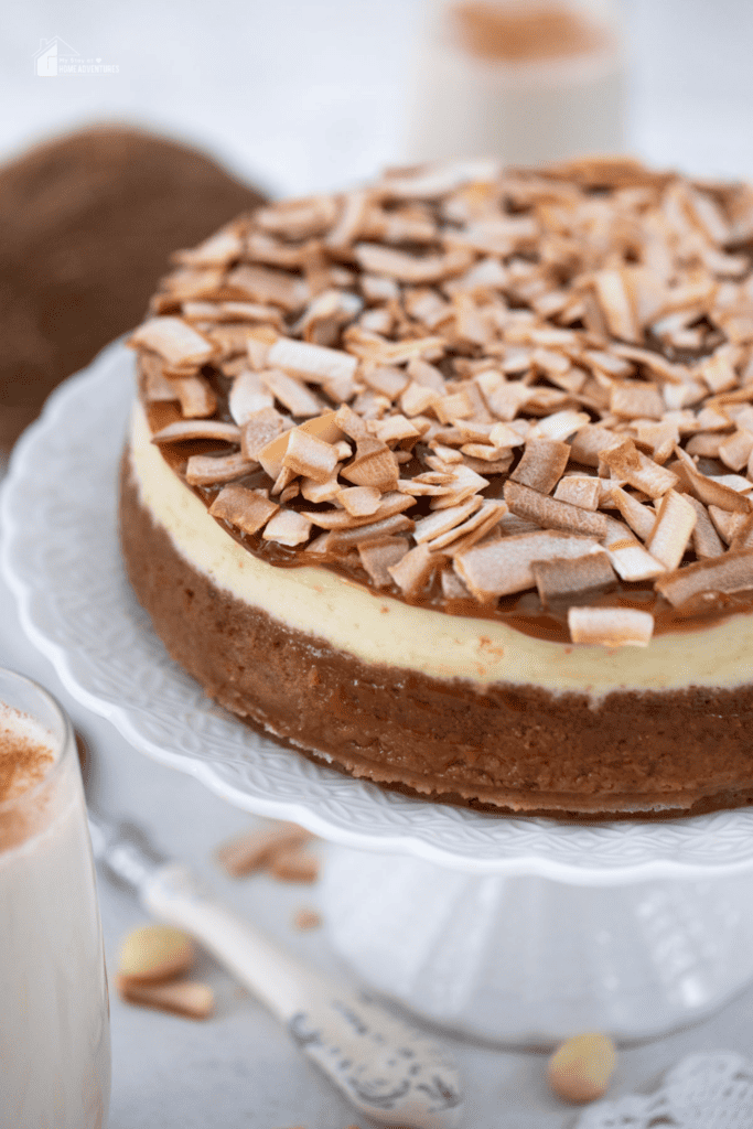 sideview image of coquito cheesecake