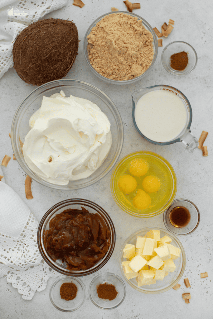 ingredients in making Coquito cheesecake