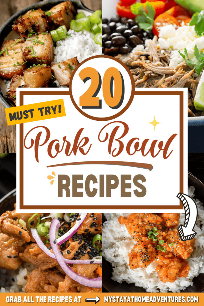collage image of Pork Bowl recipes with text overlay