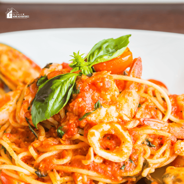 A square image of Mexican Shrimp Linguine .