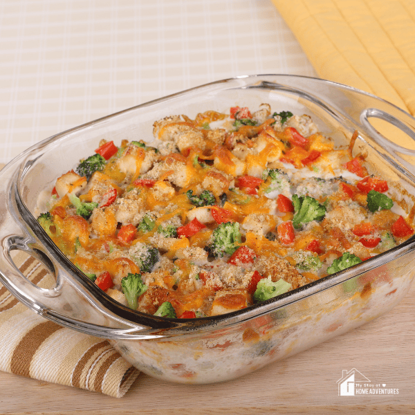 Chicken Broccoli & Rice Casserole Freezer Meal square image.