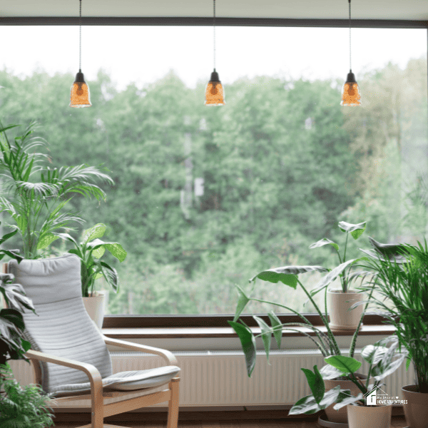 a modern interior with green plants