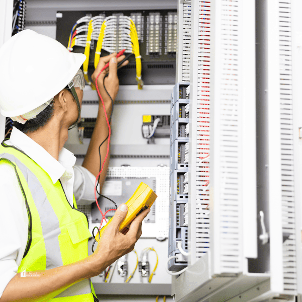 a professional doing an electrical inspections