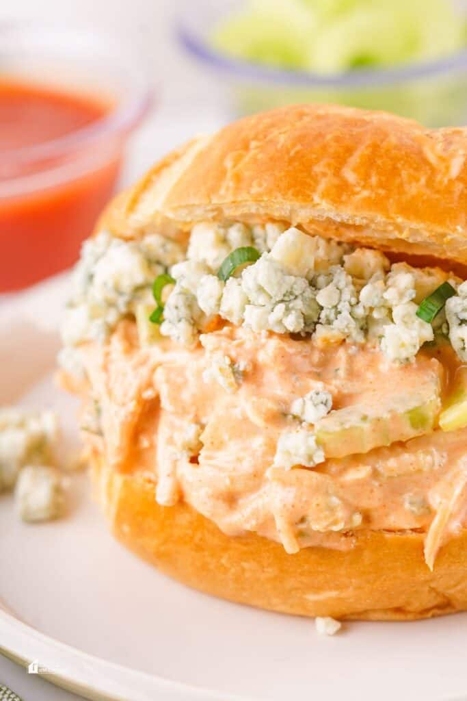 buffalo chicken salad in a bread