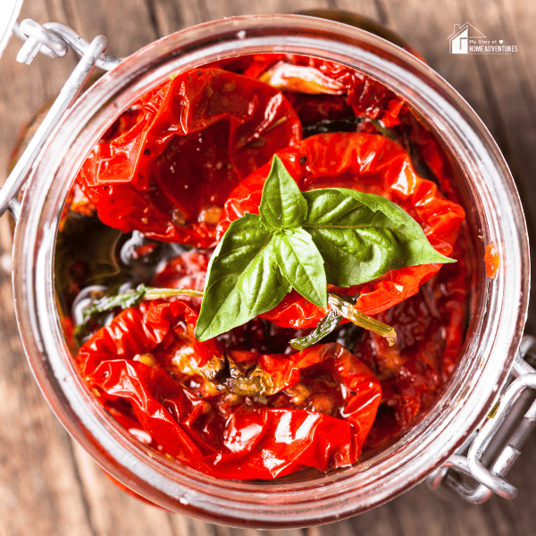 close up image of sun-dried tomatoes in oil