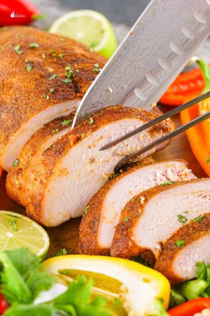 close up Smoked Mexican Turkey Breast sliced