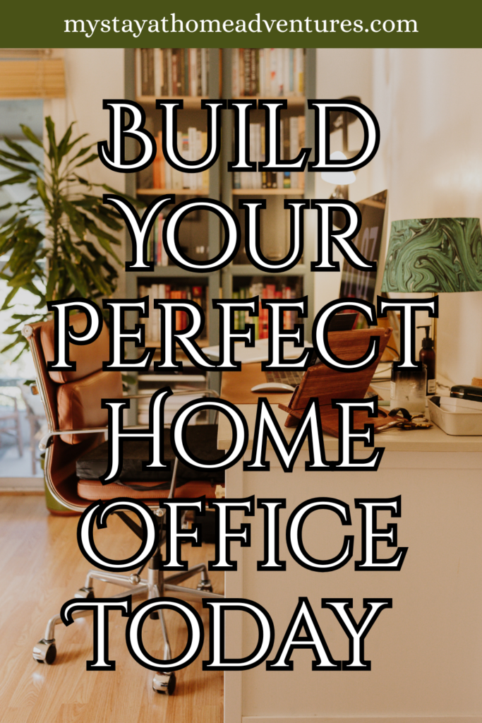 A stylish home office featuring a leather desk chair, organized desk space, bookshelves, and warm wooden flooring.