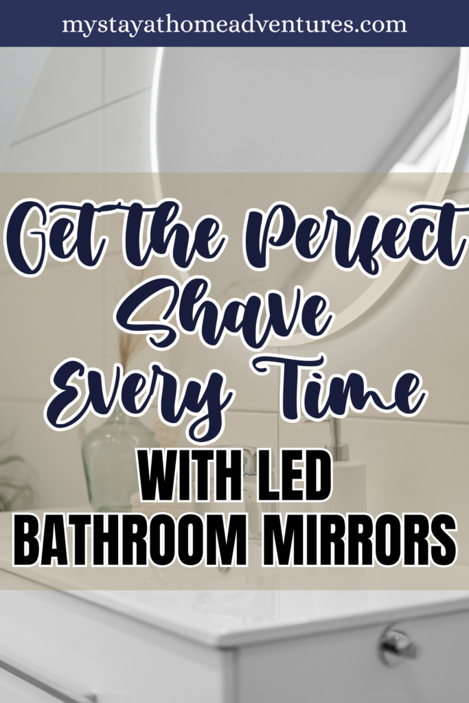 A softly lit bathroom scene featuring a glowing round LED mirror above a minimalist sink and vanity setup.