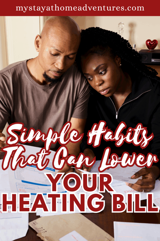 A couple reviews household bills at a table, focusing on ways to manage expenses and reduce heating costs.