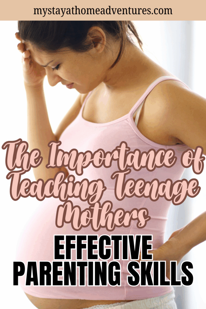 A pregnant teenage girl in a pink tank top looks down thoughtfully while resting her hand on her hip.