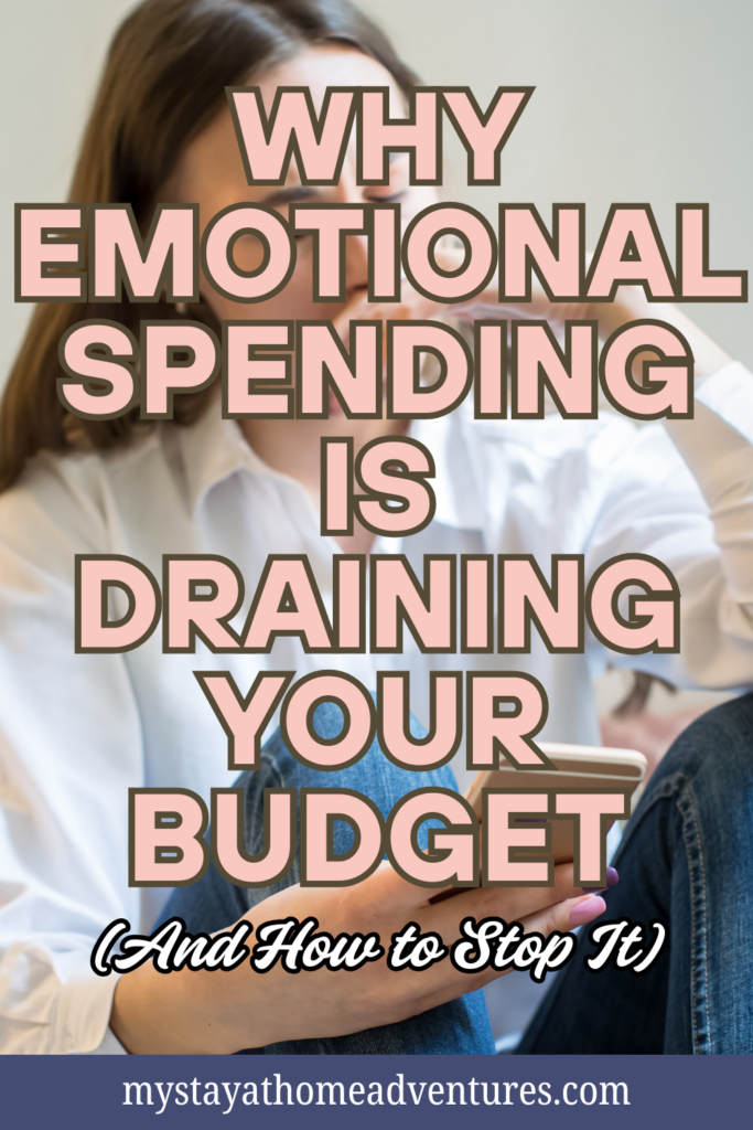 A person holding a smartphone, illustrating the habit of emotional spending that can impact personal budgeting.