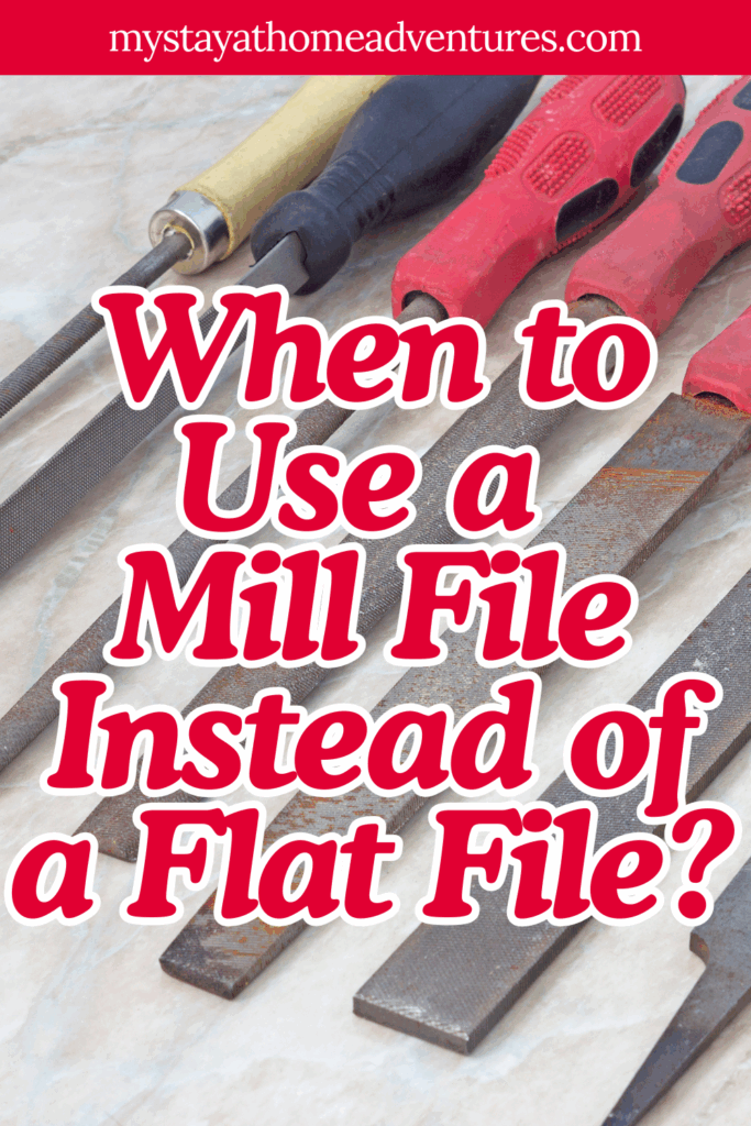 A close-up view of different metal files with textured surfaces like flat and mill files, arranged side by side on a light background.