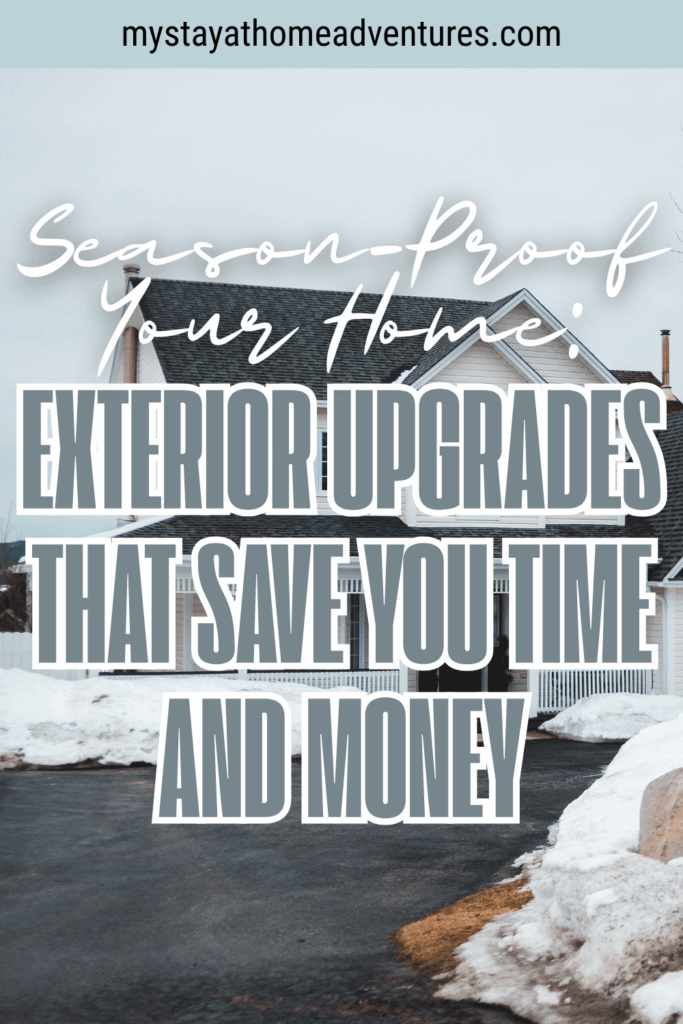 A home in a snowy setting emphasizing exterior improvements that help reduce maintenance and expenses across seasons.