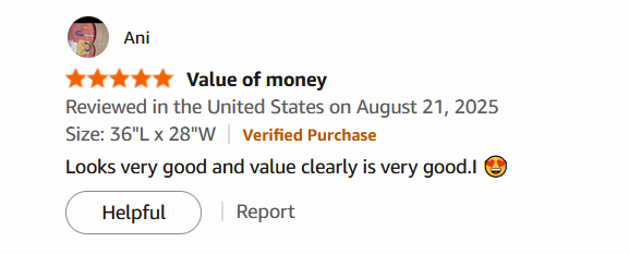 A customer review for a bathroom mirror purchase.