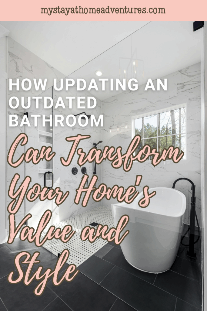 Bright and updated bathroom featuring a freestanding tub, black fixtures, and a walk-in shower with white marble walls.