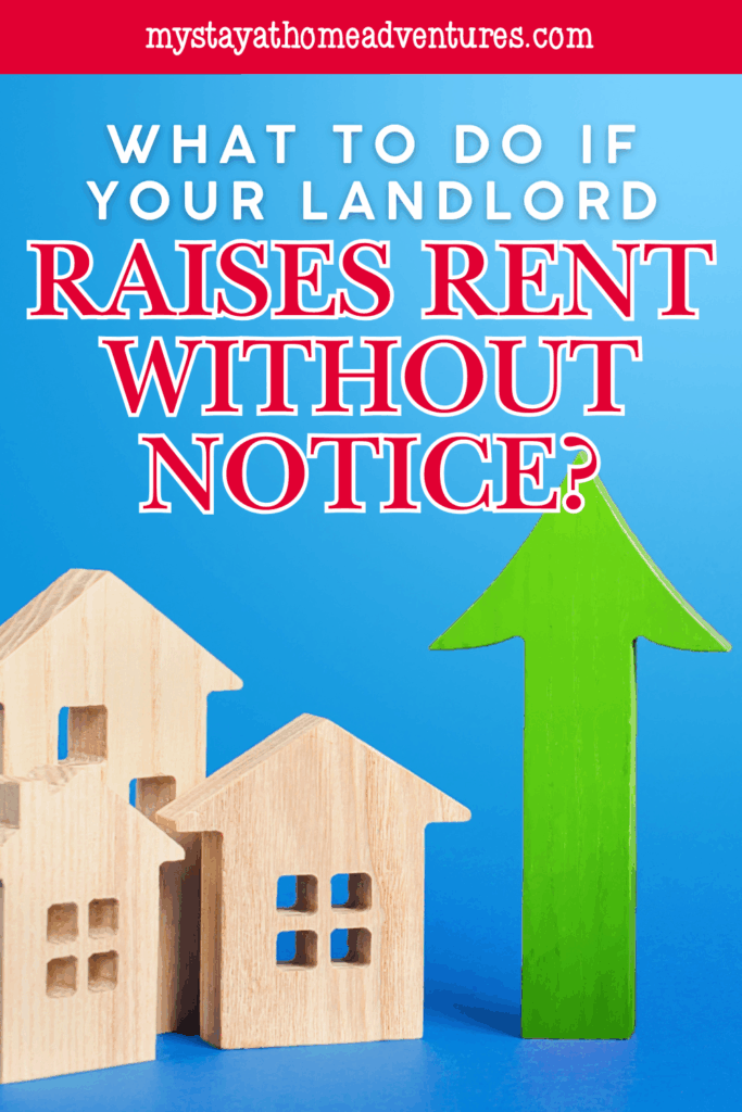 Illustration of rising housing costs with wooden houses and a green arrow, visually representing sudden rent increases without notice.