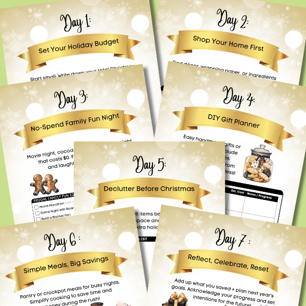 Multiple pages of a holiday-themed planner designed for Christmas budgeting and planning.