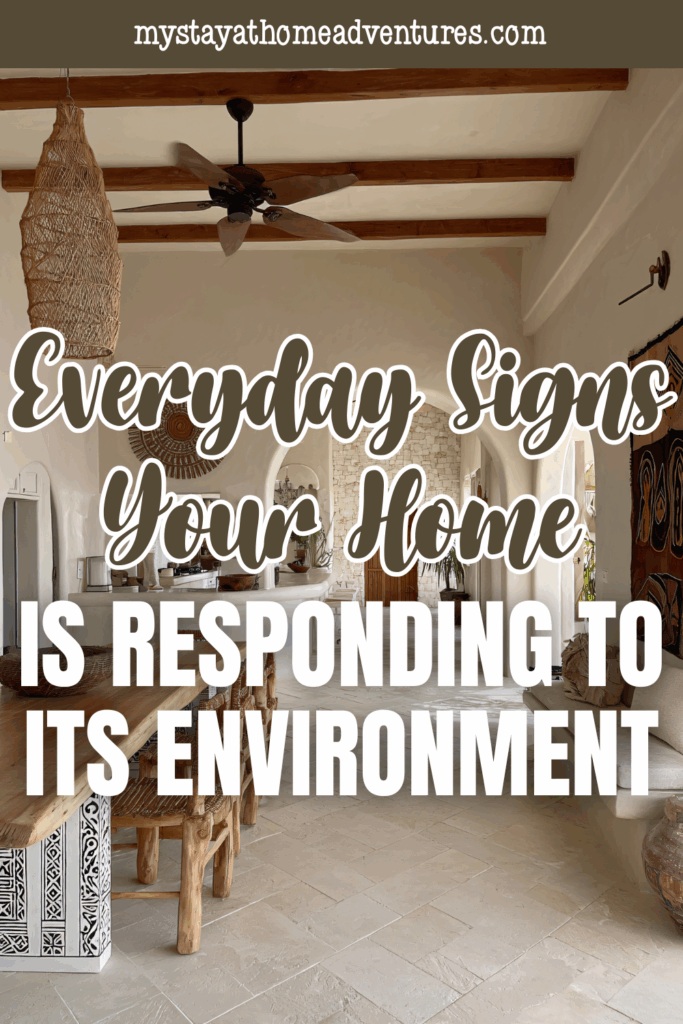 An open, airy living space with natural textures and ceiling features that reflect how homes adapt to environmental changes throughout the day.