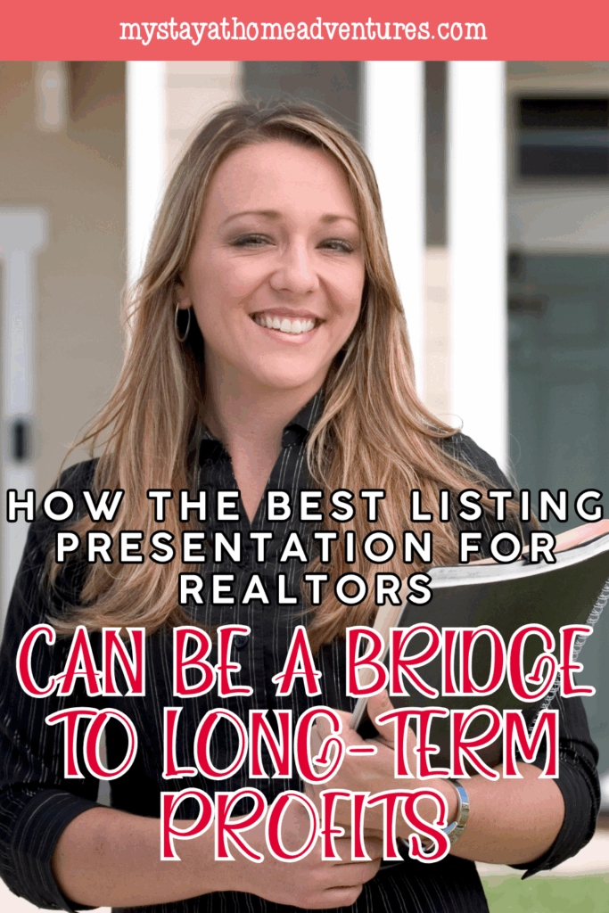 A smiling female real estate agent holding a binder outside a home, symbolizing confidence and professionalism in property sales.