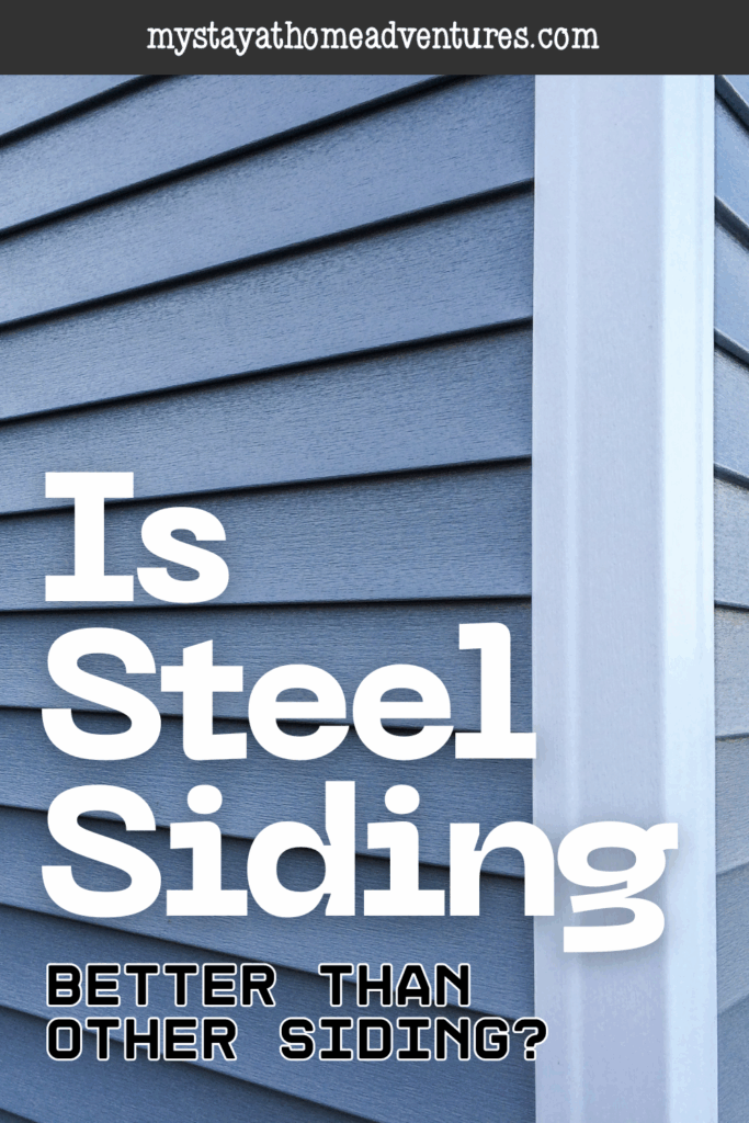 Modern steel siding shown on the exterior corner of a house with clean, horizontal panels.