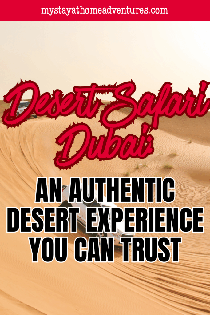 SUV driving over Dubai sand dunes, reflecting the excitement and authenticity of a desert safari adventure you can trust.