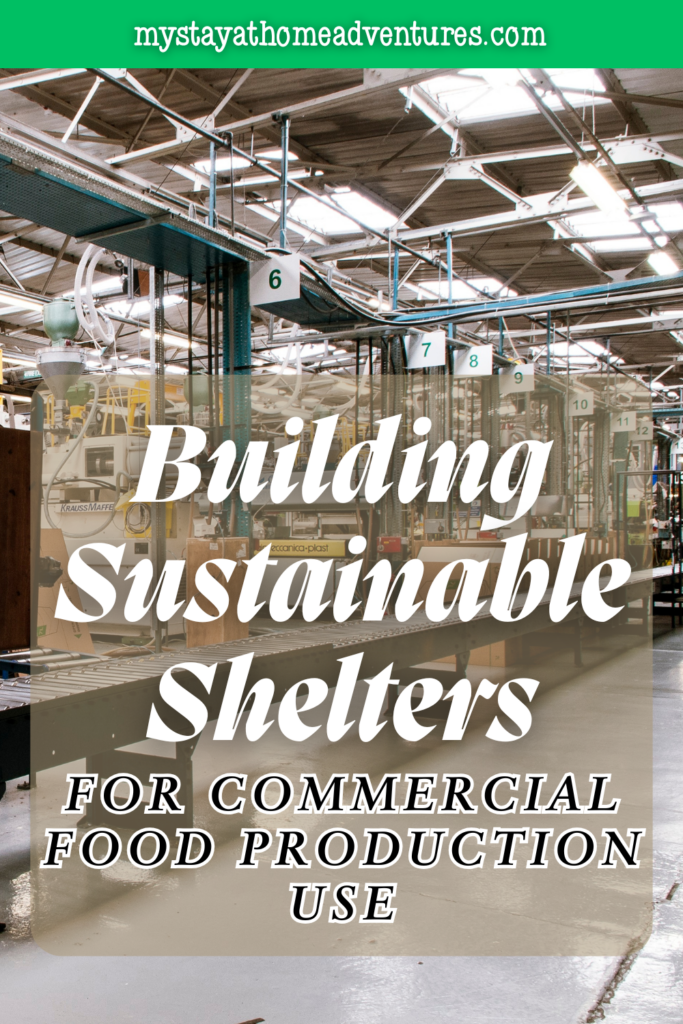 Modern industrial facility with automated systems supporting sustainable shelter design for large-scale commercial food production.