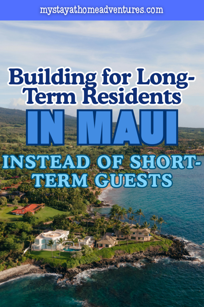 Coastal residential community with permanent homes along the shoreline, highlighting sustainable housing intended for full-time island residents instead of short-term visitors.