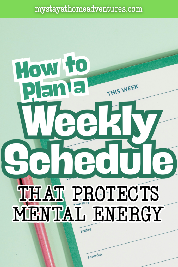 Open weekly planner with pens arranged neatly, symbolizing intentional time blocking to preserve focus and mental energy throughout the week.