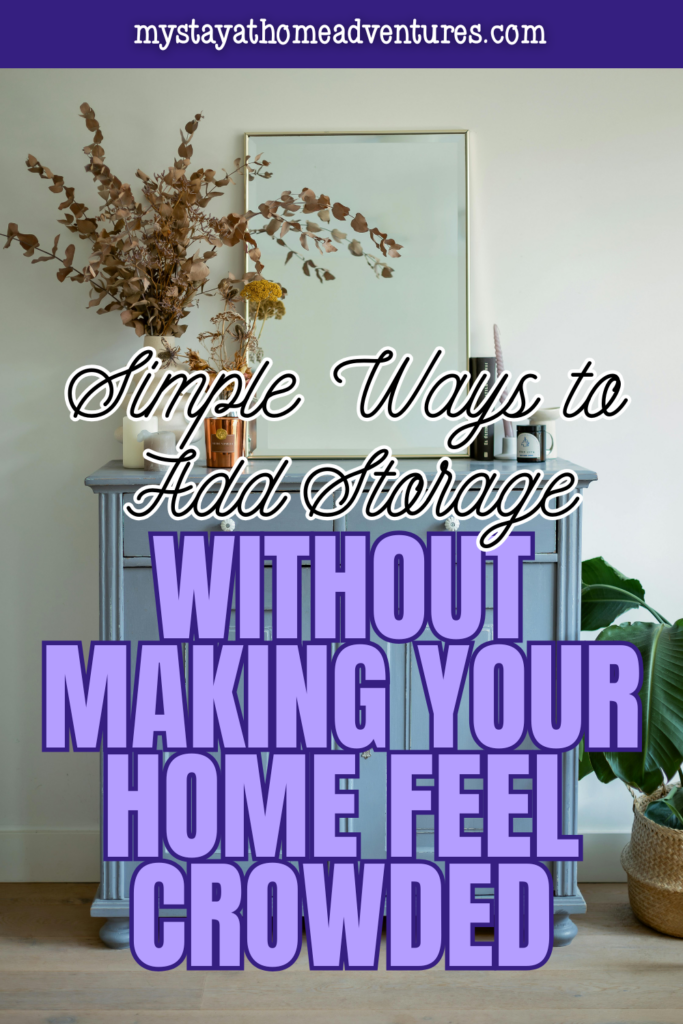 Compact console table with drawers beneath framed artwork and decor, illustrating smart storage that blends seamlessly into a light, airy interior.