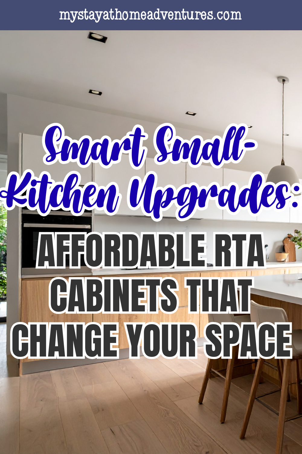 A bright, contemporary kitchen highlights stylish and space-saving RTA cabinet solutions perfect for small-kitchen upgrades.